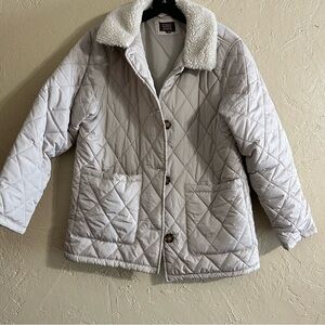 Quilted Jacket with Faux Shearling Collar, Berkley jensen large